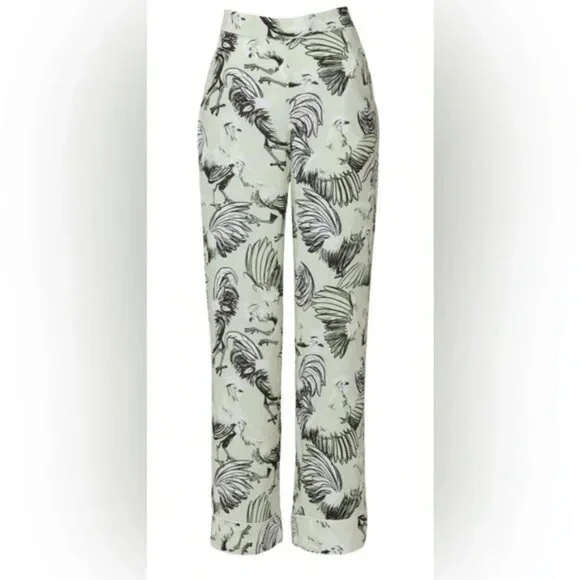 Rachel Antonoff Pajama Pants chicken print pale green loungewear - Picture 1 of 5